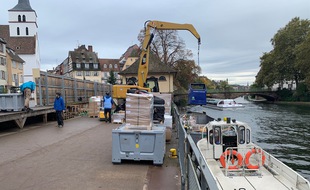 La plateforme logistique quai des pêcheurs à Strasbourg. Le 19 octobre 2021.