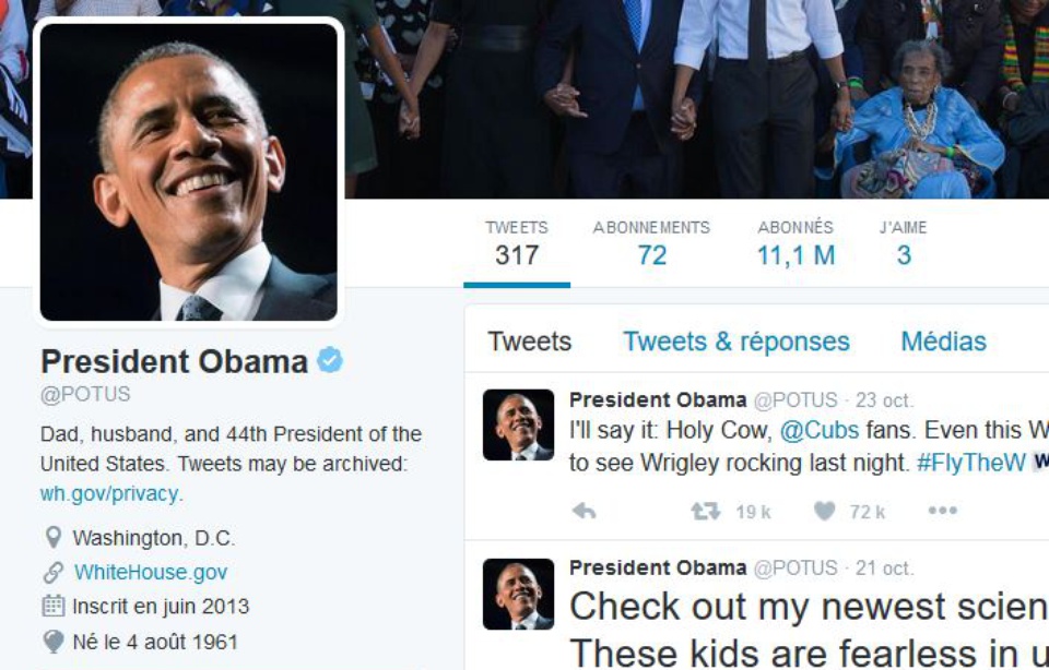 Qui A Le Plus D Abonnés Sur Twitter Twitter: Obama offre ses 11 millions d'abonnés à son successeur