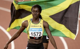La sprinteuse jamaïcaine Sheri-Ann Brooks lors des Jeux du Commonwealth, le 20 mars 2006.