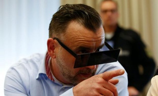 Lutz Bachmann, le fondateur Pegida, à l'ouverture de son procès le 19 avril 2016 à Dresde