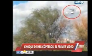 Capture d'écran de la collision des deux hélicoptères de «Dropped» dans le nord-ouest de l'Argentine.