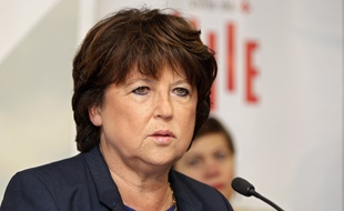 Lille, le 13 octobre 2016. Conference de presse de rentree de la maire de Lille, Martine Aubry sur le site de Fives Cail.