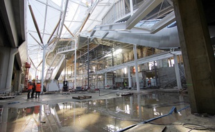 Le hall d'échange multimodal sur le chantier de la gare de Rennes, le 13 mars 2018.