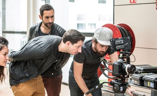 Vanessa Brias, Lorenzo Benedetti (à gauche), Monsieur Poulpe et Ludoc sur le tournage du «Tour du Bagel»