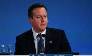 Le président du Conseil européen Donal Tusk reçu par le Premier ministre britannique David Cameron le 31 janvier 2016 au 10 10 Downing Street à Londres