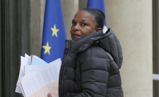 La garde des Sceaux Christiane Taubira à l'Elysée le 18 février 2015