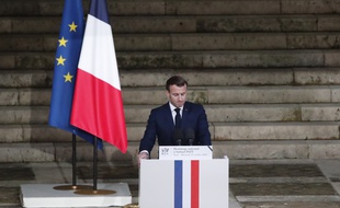 Emmanuel Macron lors de l'hommage à Samuel Paty