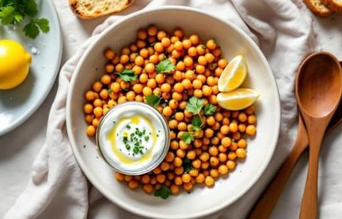 Pois chiches croustillants et sauce au yaourt faciles : l’idée repas qui dépannera toujours !