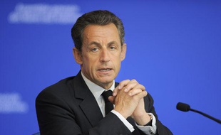 Le président de la République Nicolas Sarkozy lors de son intervention à l'Assemblée des maires des Ardennes, à Renwez, le 19 avril 2011.