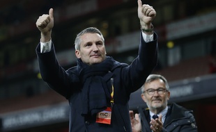 Le président rennais Olivier Létang. Ici lors du match retour de Ligue Europa face à Arsenal.