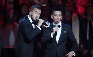 Bigflo (à droite) et Oli lors des 33es Victoires de la Musique, le 9 février 2018 à Boulogne-Billancourt.