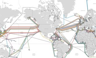 Une carte des câbles sous-marins utilisés pour Internet.