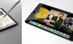 Un prototype de la tablette de Microsoft (à gauche) et une vue d'artiste de celle supposée d'Apple