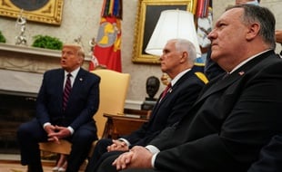 Le président Donald Trump, le vice-président Mike Pence et le secrétaire d'Etat Mike Pompeo.