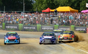 Petter Solberg (à droite) avait remporté la manche de rallycross à Lohéac en 2014.