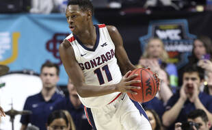 Joël Ayayi sous le maillot de l'université de Gonzaga en mars 2020.