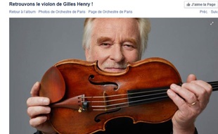 Capture d'écran de l'appel lancé sur la page Facebook de l'Orchestre de Paris pour retrouver le violon de Gilles Henry.