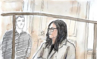 Un dessin représentant Yoo Som-Na à la cour d'appel de Paris, le 5 novembre 2014