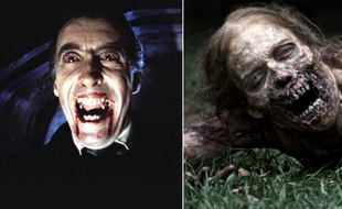 Christopher Lee en Dracula et un zombie de la série «The Walking Dead».