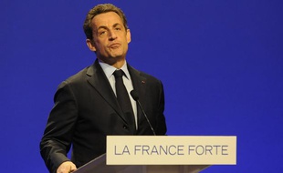 Nicolas Sarkozy, lors d'un meeting à Nancy, le 2 avril 2012.