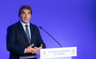 Christian Jacob, Président des Républicains donne une conférence de presse pour annoncer le résultat du congrès le 25 septembre.