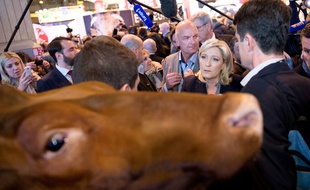 Marine Le Pen, présidente du Front national, au salon de l'agriculture le 1er mars 2016 à Paris.