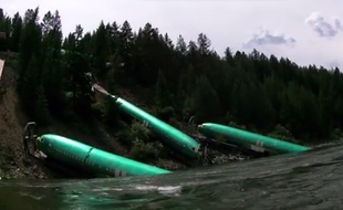 Capture d'écran d'une vidéo postée par David Shearer sur les fuselages tombés dans la rivière Clark aux Etats-Unis.