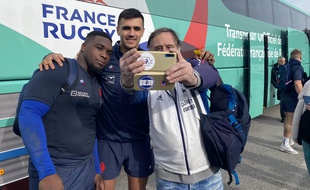 Séance photo après l'entraînement du XV de France, le 22 janvier 2020, au stade des Arboras à Nice