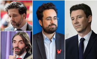 Quatre des six prétendants macronistes à l'investiture pour les municipales à Paris : Hugues Renson, Cédric Villani, Mounir Mahjoubi et Benjamin Griveaux.