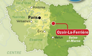 Carte de situation d'Ozoir-la-Ferrière (Seine-et-Marne).