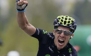 Le coureur de l'équipe Movistar Rui Costa, le 14 juin 2013 lors de sa victoire sur la 7e étape du Tour de Suisse.