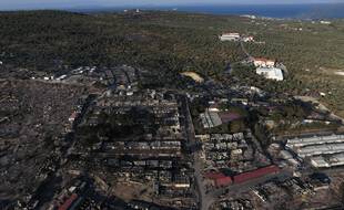 Le camp détruit de Moria, à Lesbos.