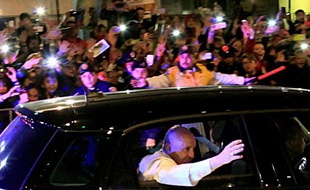Le pape François à Mexico, à son retour de l'Etat du Chiapas, le 15 février 2016
