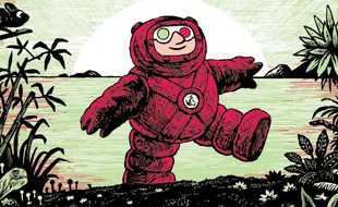 Détail de la couverture de « Jim Curious voyage à travers la jungle »