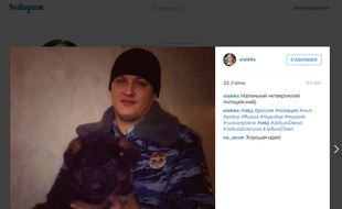 Capture d'écran de la photo de Dobrynia, chiot offert au ministère de l'Intérieur par la Russie.