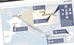 Un rapport du renseignement américain montre la route empruntée par les djihadistes pour une tentative avortée d'attentat en Belgique, qui aurait été dirigée par Abdelhamid Abaaoud.