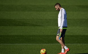 Benzema, lors d'une séance en solitaire à Valdebebas en 2015.