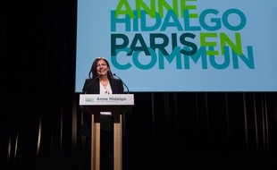 Illustration de la campagne pour les municipales d'Anne Hidalgo, candidate à Paris en mars 2020.