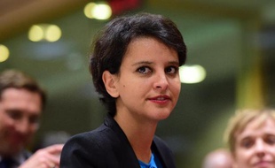 La ministre de l'Education, Najat Vallaud-Belkacem, le 18 mai 2015 à Bruxelles