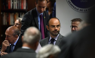 Edouard Philippe, le 13 juillet 2018 au siège de la DGSI.