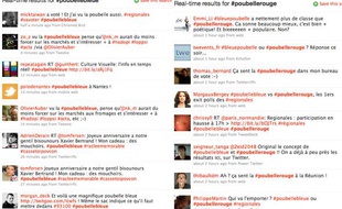 Capture d'écran des hashtags #poubellebleue et #poubellerouge, apparus sur Twitter le 21 mars 2010.
