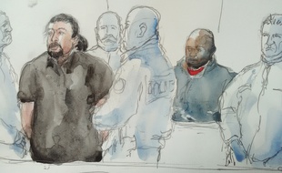 Jawad Bendaoud lors de son procès le 26 janvier 2017 au cours duquel il a copieusement insulté et menacé les policiers qui l'escortaient.