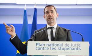 Le ministre de l'intérieur, Christophe Castaner, lors de la présentation du plan national anti stup' à Marseille.