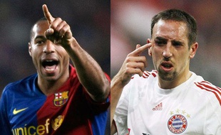 Le Barcelonais Thierry Henry (G) et le Bavarois Franck Ribéry (D). REUTERS et SIPA.