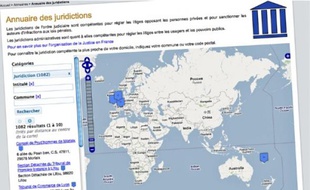 Le site se présente sous la forme d'une carte pour repérer les lieux de justice.