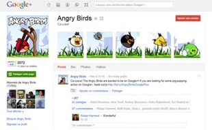 «Angry Birds» figure parmi les 20 marques et entreprises à avoir ouvert une page Google+.