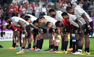 Les Fidjiens lors d'un match de poule de la Coupe du monde de rugby 2019 au Japon.