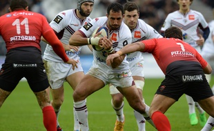 Louis-Benoît Madaule, capitaine de l'UBB, lors du premier match de Bordeaux-Bègles au Nouveau stade de Bordeaux, le 14 février 2016 contre Toulon.