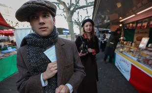 Strasbourg le 19 novembre 2014. Operation de promotion des festivites pour le 70e anniversaire de la liberation de Strasbourg.
