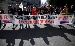 La manifestation contre la réforme du Code du travail, à Rennes, le 12/09/2017.